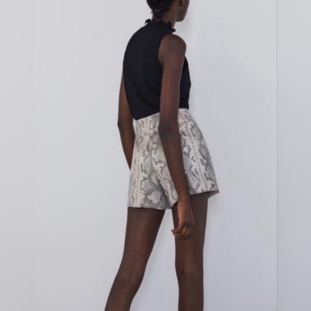 Zara Snake Print Wrap Front Belted Skort - Picture 3 of 9